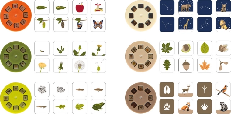 Zes verwisselbare educatieve schijven