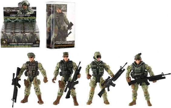 Militaire actiefiguur met wapen 10 cm in plastic doosje