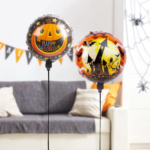 Halloween-folieballonnen pompoen en kasteel – 2 stuks