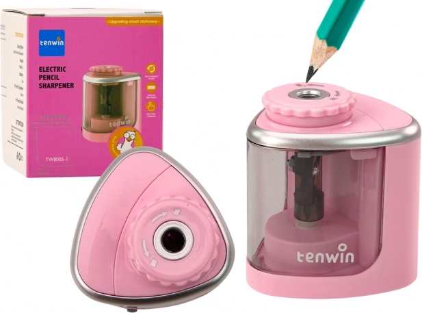 Elektrische puntenslijper TENWIN voor potloden en kleurpotloden 6–8 mm – roze