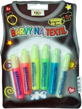 Textielverf die in het donker licht – set van 6 neonkleuren in 7 ml applicator