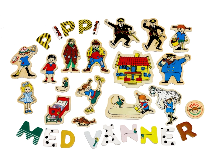 Pippi magnetische letters en afbeeldingen – houten educatieve set