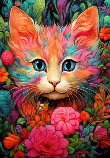 Puzzel Kittens en bloemen 1000 stukjes