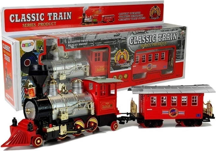 Klassieke batterijtrein met rook, geluiden en lichteffecten