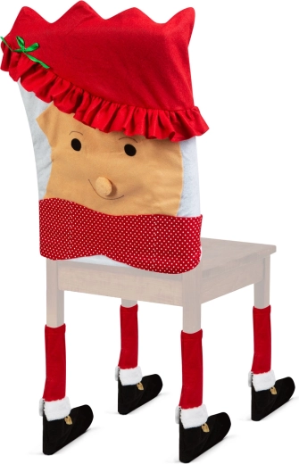 Kerstdecoratie voor stoel, echtgenote van Sinterklaas, 50 x 55 cm, rood/wit