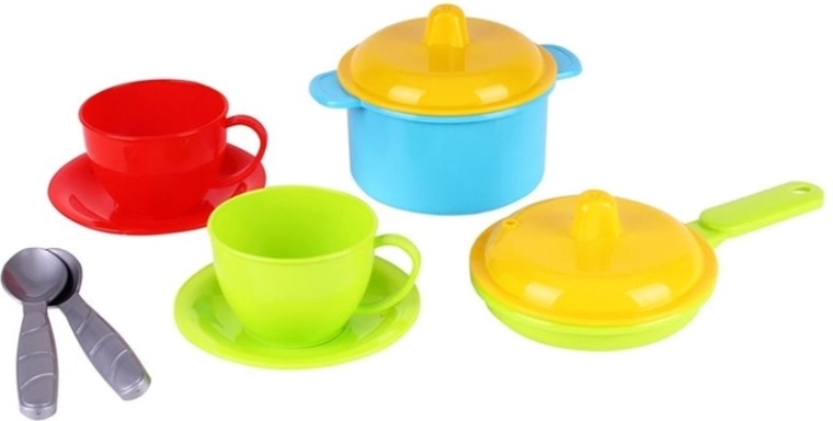 Marinka kinderkeukenset met keukengerei 3 stuks in een net