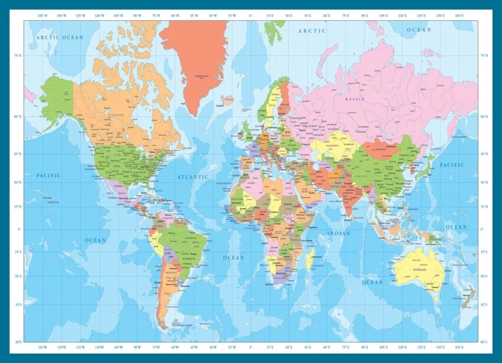 Puzzel wereldkaart – 1000 stukjes EUROGRAPHICS
