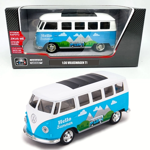 Metalen model Volkswagen T1 Bulli met licht en geluid 1:30
