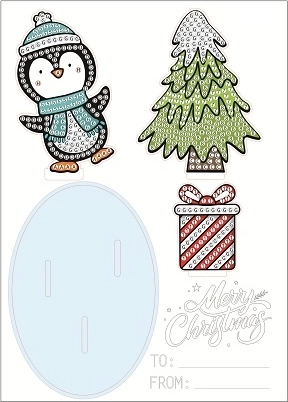 2Kids Toys diamantschilderen met standaard kerstpinguïn