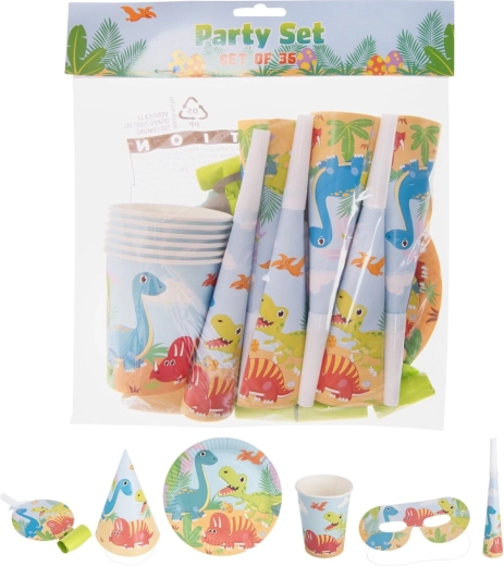 Papieren partyset Dino (36 stuks)