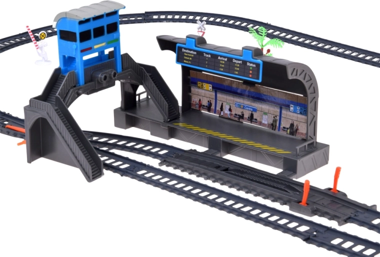 Station met perron, overkapping en loopbrug
