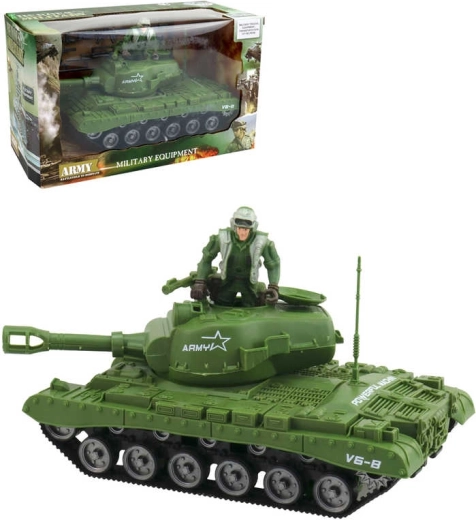 Speelset militaire tank met frictieaandrijving met figuur en accessoires 26 cm