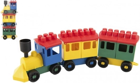 Bouwset LORI trein met 2 wagonnetjes, kunststof