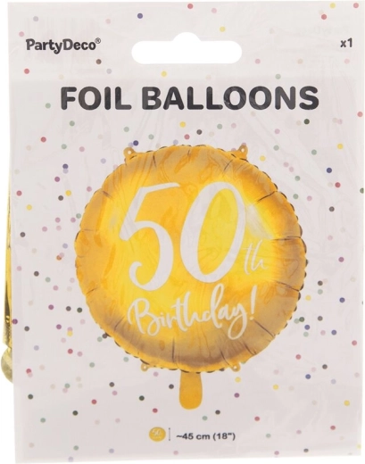 Folieballon nummer 50 goud 45 cm