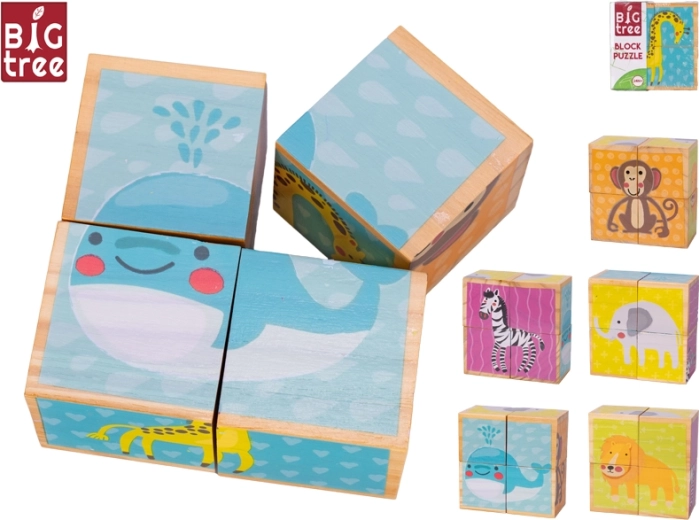 Houten blokken met dieren BIG TREE, 4 delen, FSC