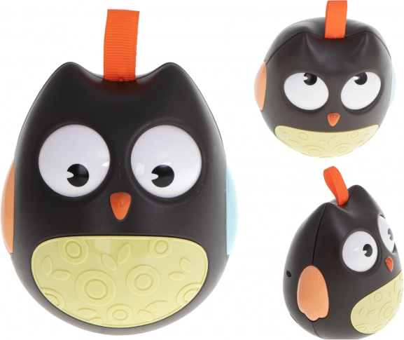Sensorische wiebelende uil voor baby’s – zwart
