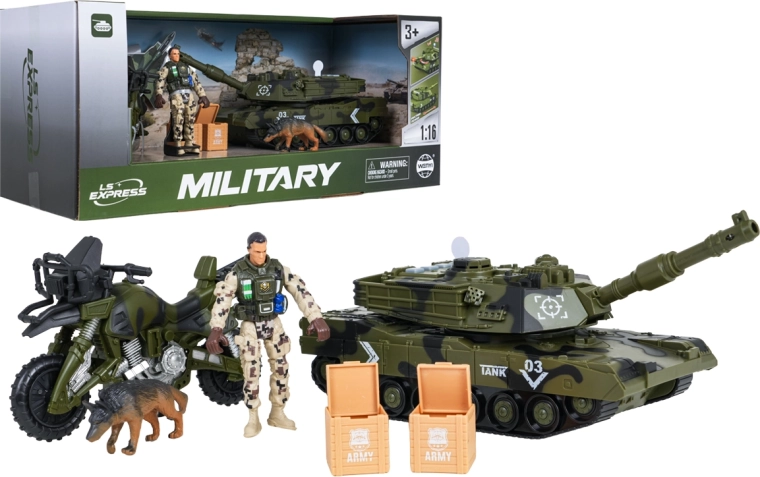 Militaire set met tank, motor en figuren