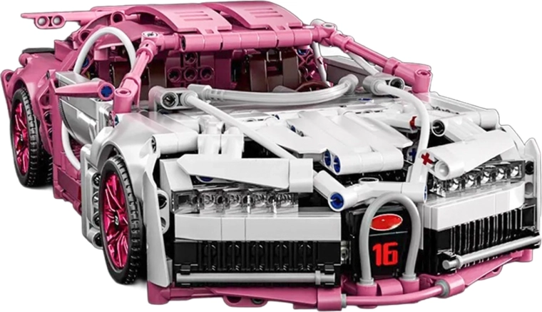 Bouwset van een roze sportauto met 1132 onderdelen