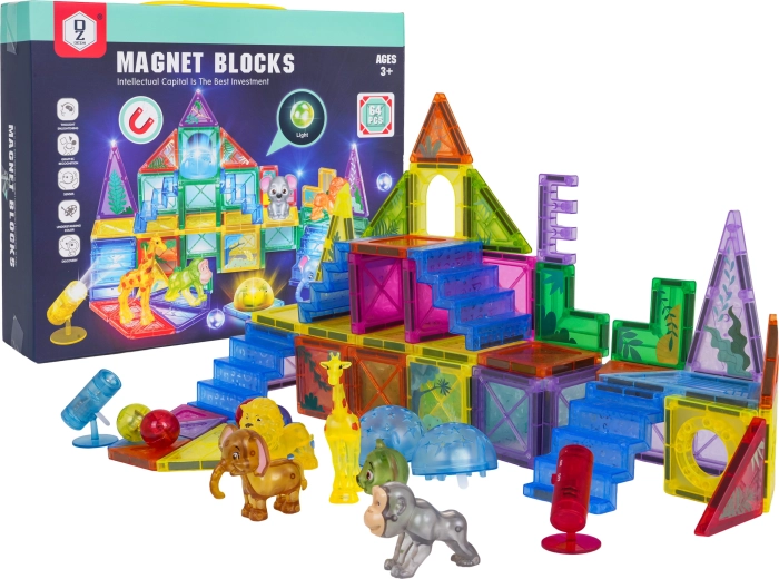 Magnetische bouwset 3D Dierentuin, 64 delen