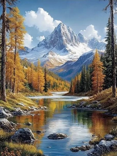 Diamantschilderen berglandschap 30 × 40 cm