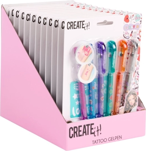 Tattooset CREATE it! 6x geurig pen met sjablonen