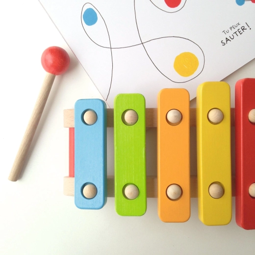 Houten xylofoon met 5 tonen
