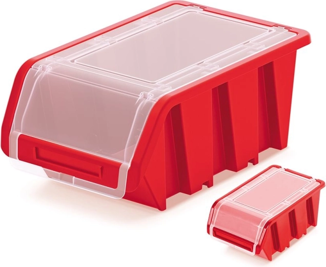Kunststof afsluitbare opbergbox met deksel TRUCK PLUS 195 × 120 × 90 mm rood
