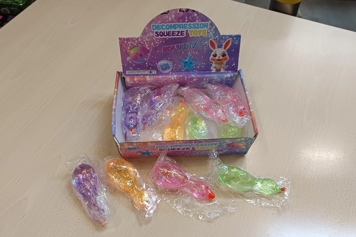 Knijpbare antistress-eend met glitters - 1 stuk