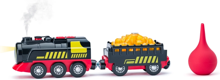 Elektrische locomotief met stoom-effect en goederenwagon - 1 stuk