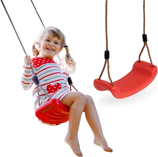 Hangende tuinschommel voor kinderen met kunststof zitje rood - 1 stuk