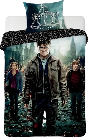 Katoenen beddengoed Harry Potter Relieken van de Dood donker 140 × 200 cm