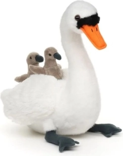Pluchen zwaan met jongen 25 cm Eco-friendly