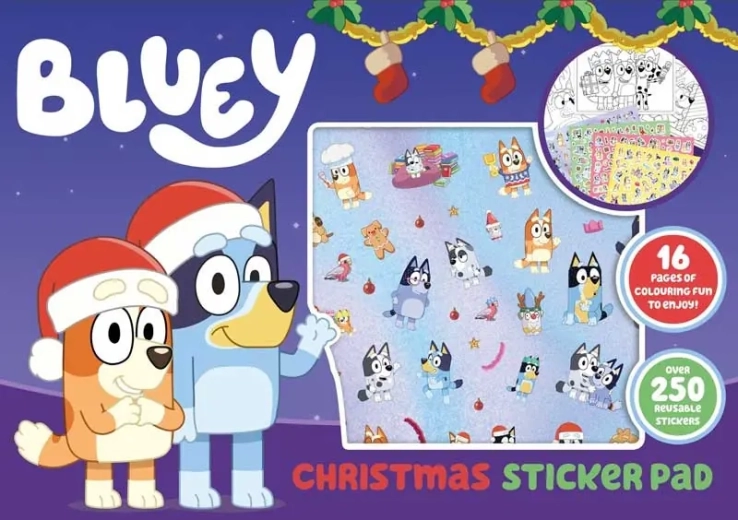 Set kerstkleurplaten met stickers van Bluey