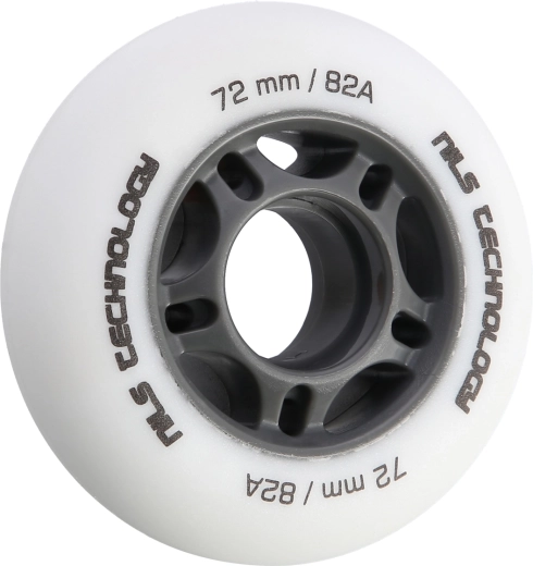 Matte wielen voor inline skates NILS Extreme 72 mm 82A, wit, set van 4 stuks