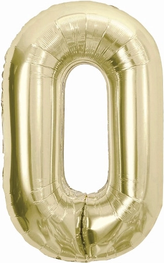 Folieballon cijfer 0 champagnekleurig