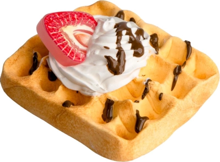 Modelleer realistische wafels met room en aardbeien