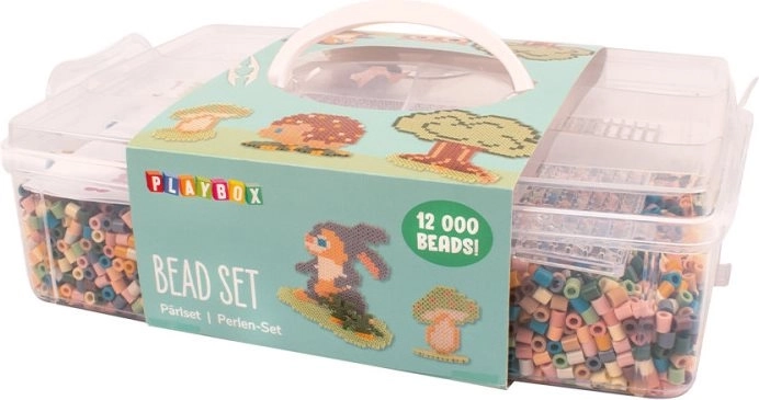 Strijkkralen in plastic koffer Mellow pastel met plaat en voorbeelden 12.000 stuks