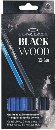 Grafietpotloden CONCORDE Black Wood HB, driekantig, 12 stuks