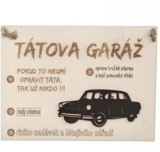 Houten bord ‘Papa’s garage’ 28 × 21 cm