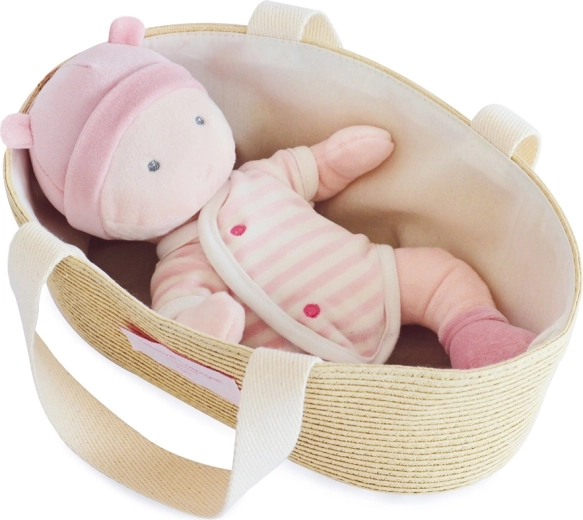 Doudou Jolijou pop Pola in draagtas voor kinderwagen 28 cm
