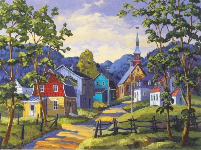 Norimpex diamant schilderen kleurrijke stad in de bergen 30 × 40 cm