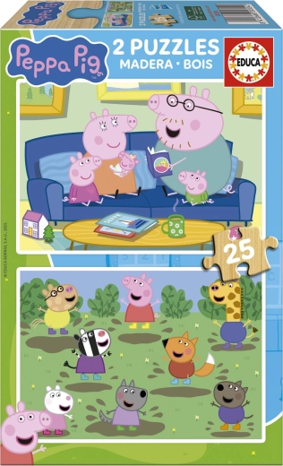 Houten puzzel Peppa Pig – 2×25 stukjes