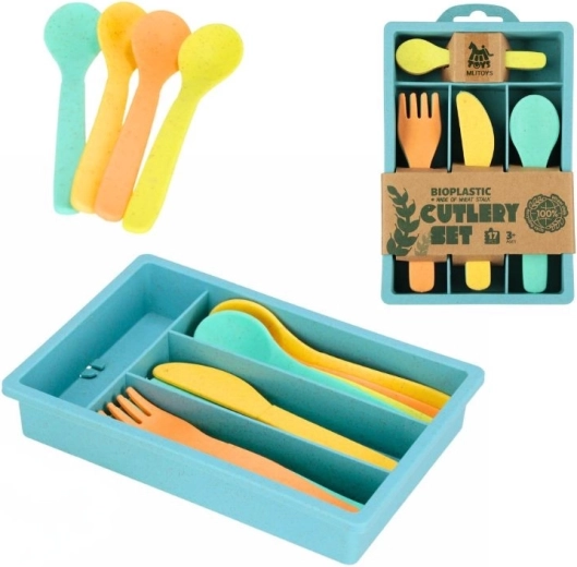 Kinderset bestek 16-delig van bioplastic met organizer
