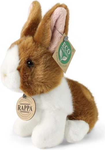 Rappa pluchen konijn wit-bruin zittend 16 cm