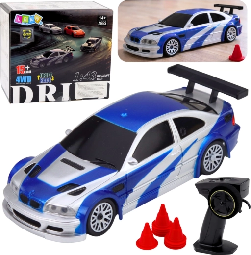 RC-driftauto E46 4WD 1:43 met pionnen