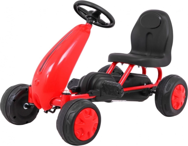 Kindertrapkart met kettingaandrijving en rubberen wielen – Rood