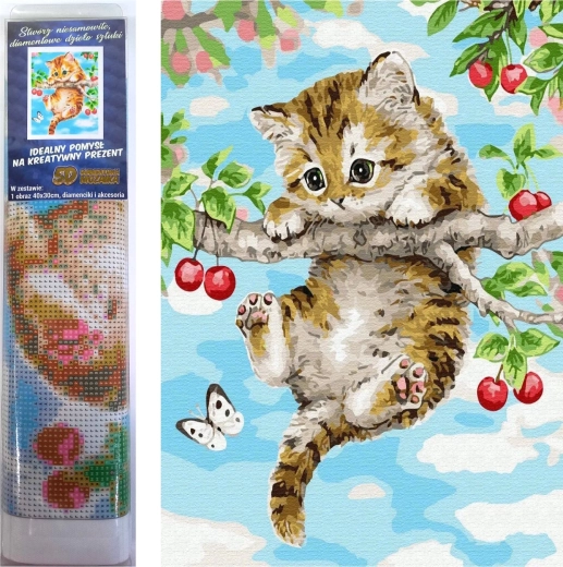 Norimpex Diamantschilderen Katje op kers 30x40cm