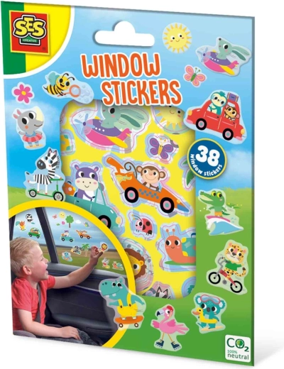 Reisspel raamstickers mix 38 stuks