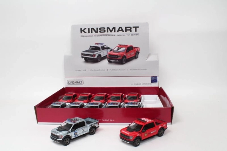 Model Ford F-150 Raptor 1:46 – politie-/brandweer pick-up met pull-back