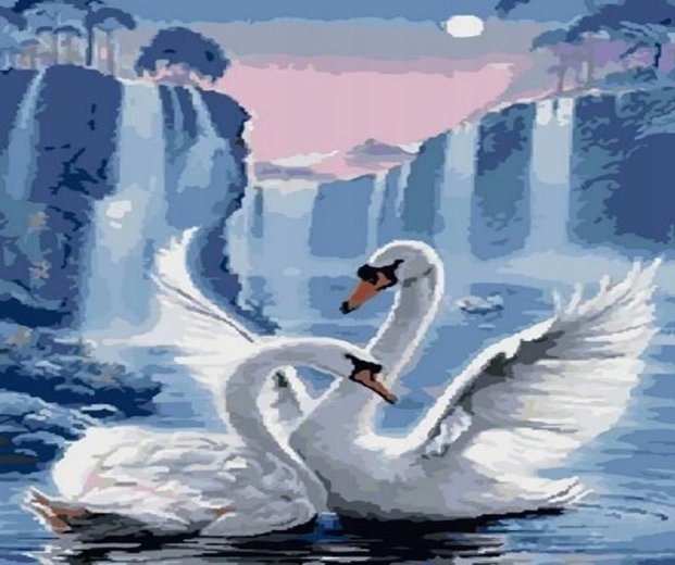 Norimpex Schilderen op nummer Paar zwanen 40 × 50 cm